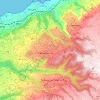 Mapa topográfico Drapia, altitud, relieve