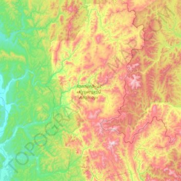 Mapa topográfico Kuznetsk Alatau Reserve, altitud, relieve