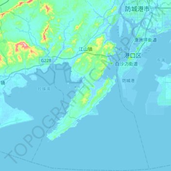 Mapa topográfico Jiangshan Township, altitud, relieve