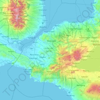 Mapa topográfico Lanao del Norte, altitud, relieve