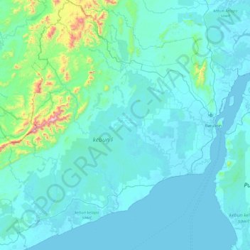 Mapa topográfico Tanah Bumbu, altitud, relieve