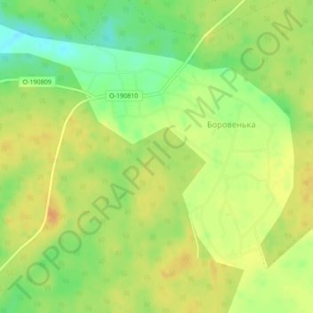 Mapa topográfico Боровенька, altitud, relieve