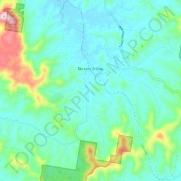 Mapa topográfico Stokers Siding, altitud, relieve