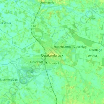 Mapa topográfico Quakenbrück, altitud, relieve