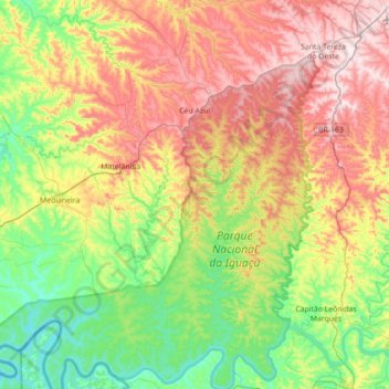 Mapa topográfico Céu Azul, altitud, relieve