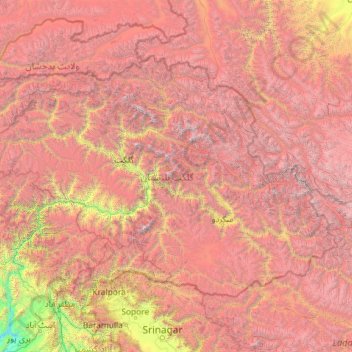 Mapa topográfico Gilgit-Baltistan, altitud, relieve
