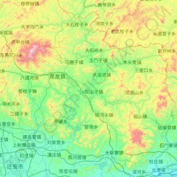 Mapa topográfico Qinglong Manchu Autonomous County, altitud, relieve