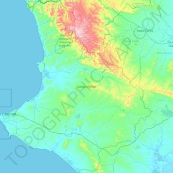 Mapa topográfico Santa Elena, altitud, relieve