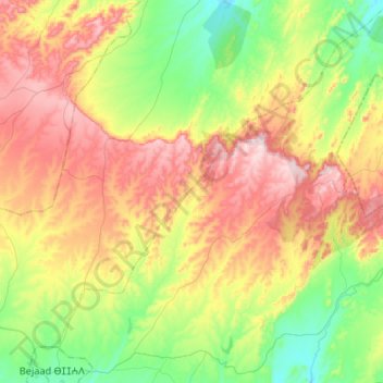 Mapa topográfico Bni Bataou, altitud, relieve