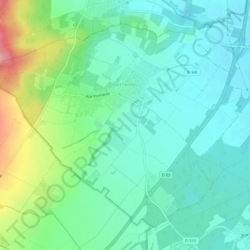 Mapa topográfico Berrwiller, altitud, relieve