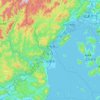 Mapa topográfico Iwakuni, altitud, relieve