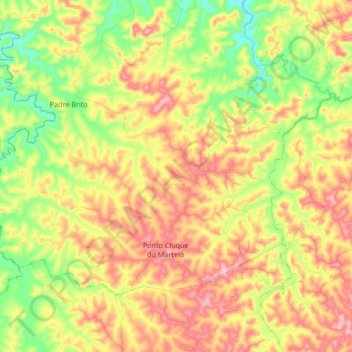Mapa topográfico Ponto Chique do Martelo, altitud, relieve