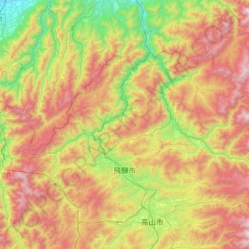 Mapa topográfico Hida, altitud, relieve