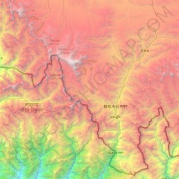 Mapa topográfico Shigatse, altitud, relieve