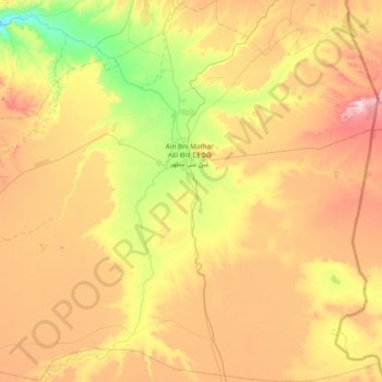 Mapa topográfico caïdat de Bni Mathar, altitud, relieve