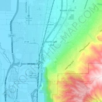 Mapa topográfico North Salt Lake, altitud, relieve