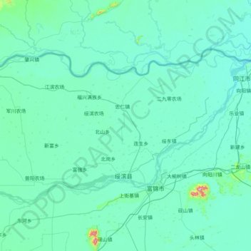Mapa topográfico 绥滨县, altitud, relieve