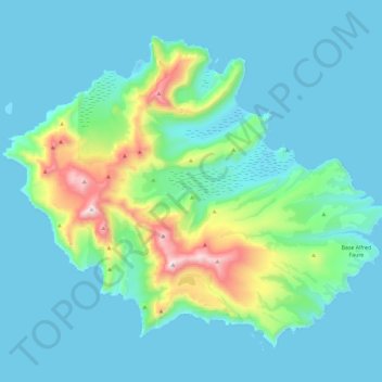Mapa topográfico Possession-Insel, altitud, relieve