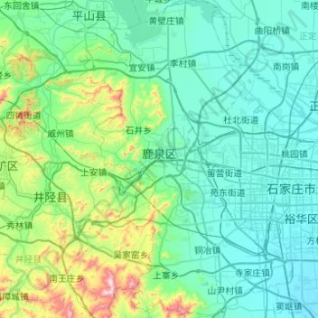 Mapa topográfico Luquan District, altitud, relieve
