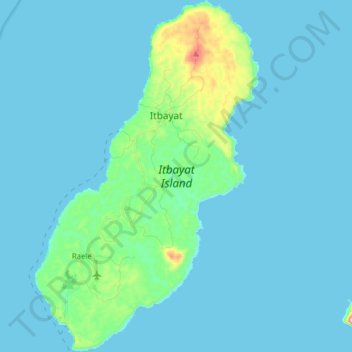 Mapa topográfico Itbayat, altitud, relieve