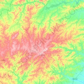 Mapa topográfico Canguçu, altitud, relieve