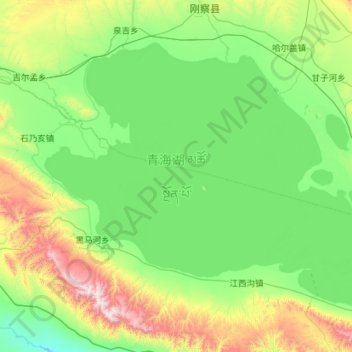 Mapa topográfico Qinghai Lake, altitud, relieve