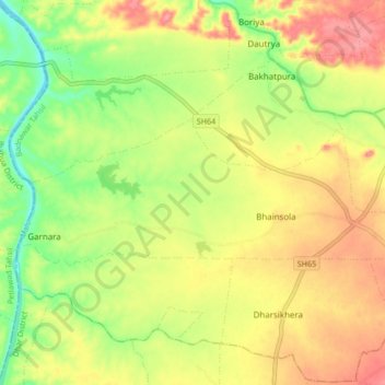 Mapa topográfico Bhainsola, altitud, relieve