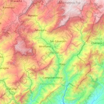 Mapa topográfico Lengupá, altitud, relieve
