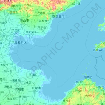 Mapa topográfico 渤海, altitud, relieve