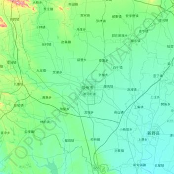 Mapa topográfico Dengzhou City, altitud, relieve