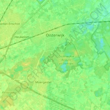 Mapa topográfico Oisterwijk, altitud, relieve