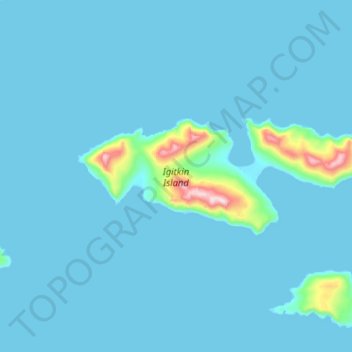 Mapa topográfico Igitkin Island, altitud, relieve