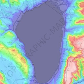 Mapa topográfico Mar de Galilea, altitud, relieve