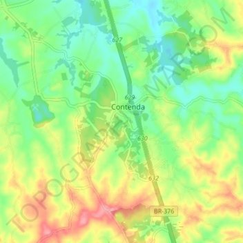 Mapa topográfico Contenda, altitud, relieve