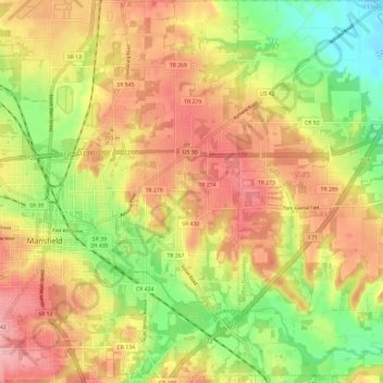 Mapa topográfico Madison Township, altitud, relieve