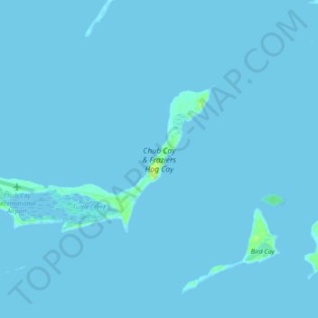 Mapa topográfico Chub Cay, altitud, relieve