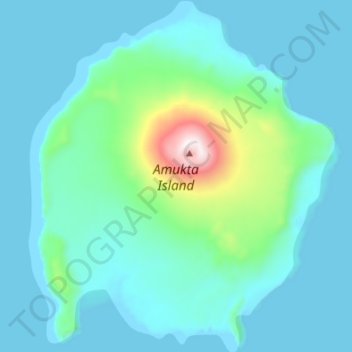 Mapa topográfico Amukta Island, altitud, relieve