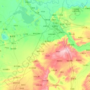 Mapa topográfico 前郭尔罗斯蒙古族自治县, altitud, relieve