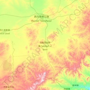 Mapa topográfico 浩勒图高勒镇, altitud, relieve