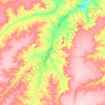 Mapa topográfico Rio Grande do Piauí, altitud, relieve