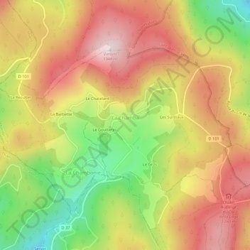 Mapa topográfico La Chamba, altitud, relieve