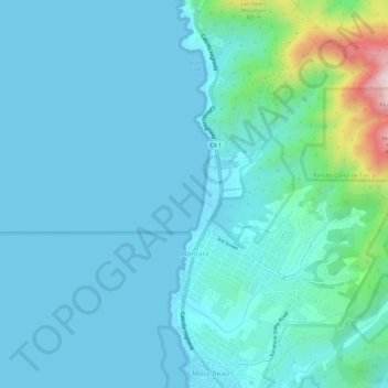 Mapa topográfico Montara, altitud, relieve