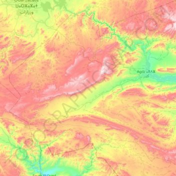 Mapa topográfico Tansifte, altitud, relieve
