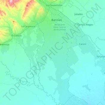Mapa topográfico Parroquia Alto Barinas, altitud, relieve