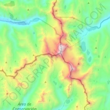 Mapa topográfico Cordillera Huayhuash, altitud, relieve