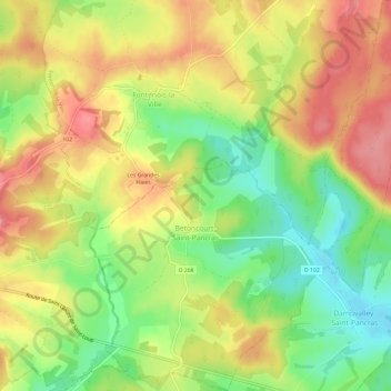 Mapa topográfico Betoncourt-Saint-Pancras, altitud, relieve