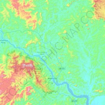 Mapa topográfico Resplendor, altitud, relieve