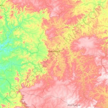 Mapa topográfico Guiratinga, altitud, relieve