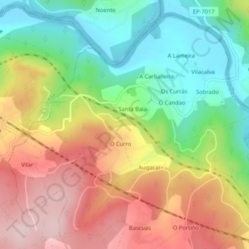 Mapa topográfico Cira, altitud, relieve