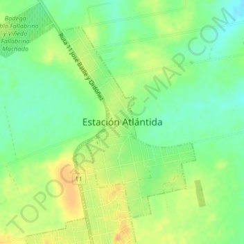Mapa topográfico Estación Atlántida, altitud, relieve